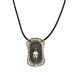Sterling Silver Ancient Greek Warrior Shield and Helmet Pendant w/ Rubber Cord (36mm)