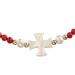 The Nefeli Collection - Red Coral Bracelet with Mother of Pearl Cross and Evil Eye (2mm beads)