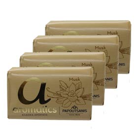 Papoutsanis Greek Aromatic Soaps - Musk,  4 x 125gr bars w/ Free US Shipping