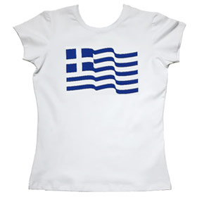Greece Flag Waving Womens Tshirt Style 1157