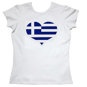 Heart Shaped Greece Flag Womens Tshirt Style 1247