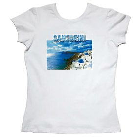 Santorini Greek Island Womens Tshirt Style 138b