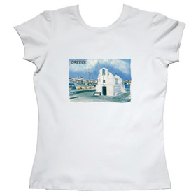 Greek Islands Seaport Womens Tshirt Style 98b