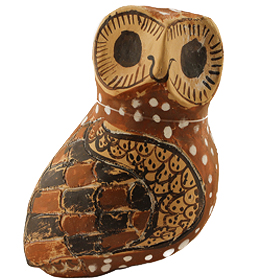 Owl shaped Proto-Corinthian aryballos, 630 BC. Museum of Athens