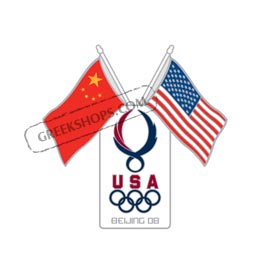 USOC Beijing USA House Pin Dual Flags USC-1217