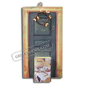 Greek Island House Door Wall Calendar Holder with 2011 Refill