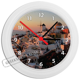 Greek Time - Greek Island Wall Clock - Santorini Sunset