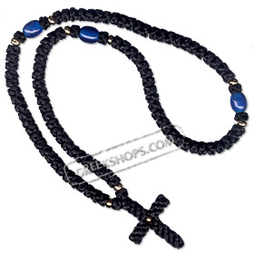 Komboskini Greek Long Prayer Rope with Cross & Beads