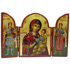 Archangel Michael, Virgin Mary, Archangel Gabriel - Trifold Icon - 25x38cm