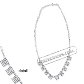 Sterling Silver Necklace - Handcrafted Greek Key Motif Links