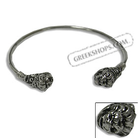 Sterling Silver Cuff Bracelet - Double Lion Heads