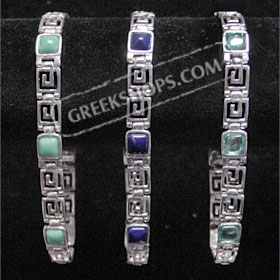 Sterling Silver Bracelet - Square Greek Key Link (.7cm)