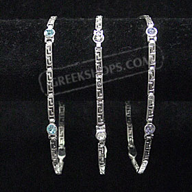 Sterling Silver Bracelet - Circle Greek Key Link (.2cm)