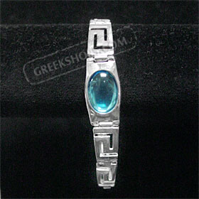 Sterling Silver Bracelet - Greek Large Gem (1.4cm)