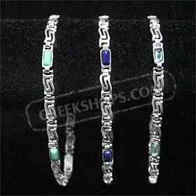 Sterling Silver Bracelet - Wavy Greek Key - Rectangle (4mm)