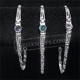 Sterling Silver Bracelet - Greek Key - Single Circle (.5cm)