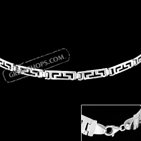 Sterling Silver Bracelet - Greek Key Motif (3mm)
