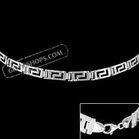 Sterling Silver Bracelet - Square Greek Key Link (4mm)