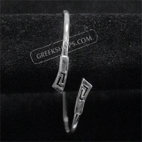 Sterling Silver Cuff Bracelet - Small Greek Key (6.5cm)