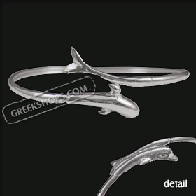 Sterling Silver Cuff Bracelet - Minoan Dolphin Small (65mm)