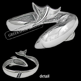 Sterling Silver Cuff Bracelet - Minoan Dolphin Hinge (6cm)