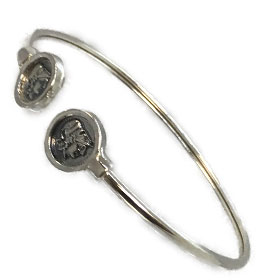 Sterling Silver Cuff Bracelet with Goddess Athena ends 6cm 
