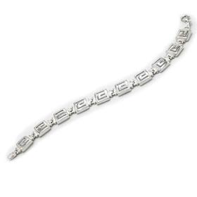 Sterling Silver Square Greek Key Link Bracelet (10mm)