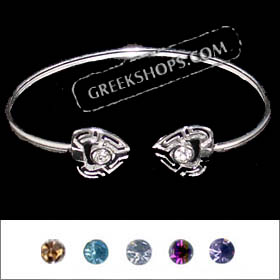 Sterling Silver Greek Key Heart Gemstone Bracelet