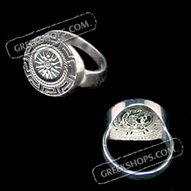 Sterling Silver Star of Vergina-Alexander Men's Ring JP105R