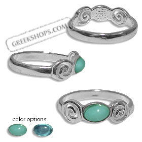 Sterling Silver Ring - Double Swirl Oval Stone