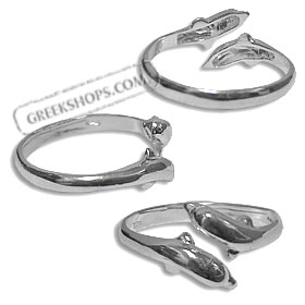 Sterling Silver Ring - Double Minoan Dolphin (Adjustable)