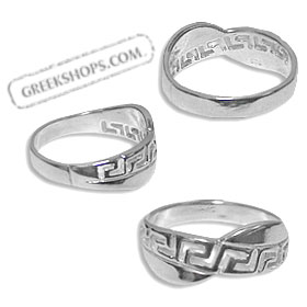 Sterling Silver Ring - Greek Key Diagonal Large