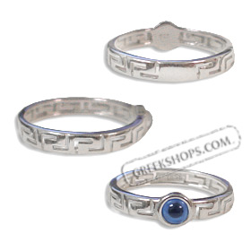 Greek Sterling Silver Mati Collection - Greek Key Ring
