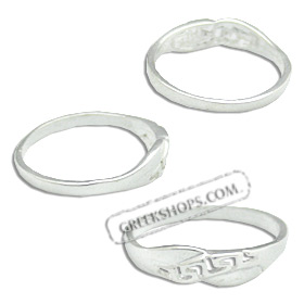 Sterling Silver Ring - Greek Key Diagonal Small