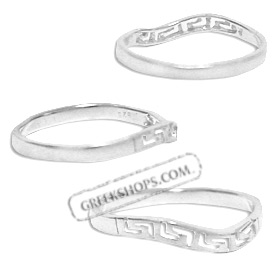Sterling Silver Ring - Greek Key Wave