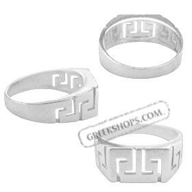 Sterling Silver Mens Ring - Greek Key Square (9mm)