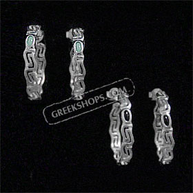 Sterling Silver Hoop Earrings - Wavy Greek Key (30mm)