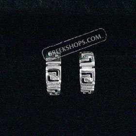 Sterling Silver Hoop Earrings - Greek Key (30mm)