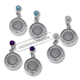 Sterling Silver Dangle Earrings - Greek Key Phaistos Disk (17mm)