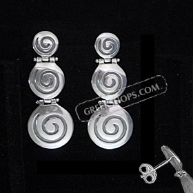 The Ariadne Collection - Sterling Silver Earrings w/ Swirl Motif Links (40mm)
