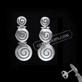 The Ariadne Collection - Sterling Silver Earrings w/ Swirl Motif Links (35mm)