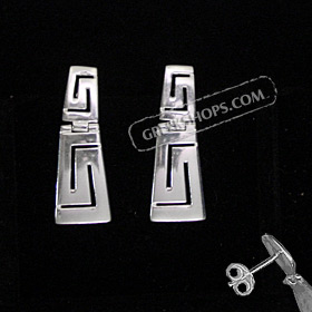 The Clio Collection - Sterling Silver Earrings w/ Double Greek Key - Meander (35mm)