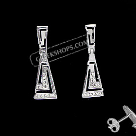 The Clio Collection - Sterling Silver Earrings w/ Double Greek Key (26mm)