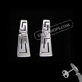 The Clio Collection - Sterling Silver Earrings w/ Double Greek Key (30mm)