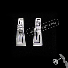 The Clio Collection - Sterling Silver Earrings w/ Double Greek Key (23mm)