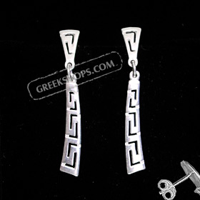 The Clio Collection - Sterling Silver Earrings Greek Key Curve (38mm)