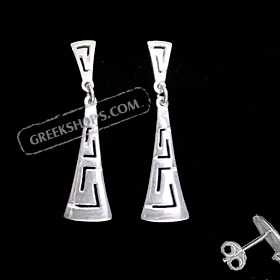 The Clio Collection - Sterling Silver Earrings Greek Key Curve (36mm)