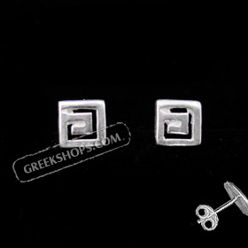 The Clio Collection - Sterling Silver Post Earrings Greek Key (4mm)