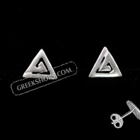 The Clio Collection - Sterling Silver Post Earrings Greek Key Triangle (7mm)
