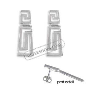 The Clio Collection - Sterling Silver Earrings - Double Greek Key (35mm)